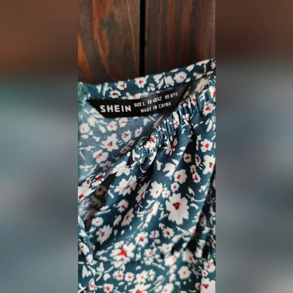 SHEIN Floral Spaghetti Strap Dress - Black and White - Picture 2 of 5